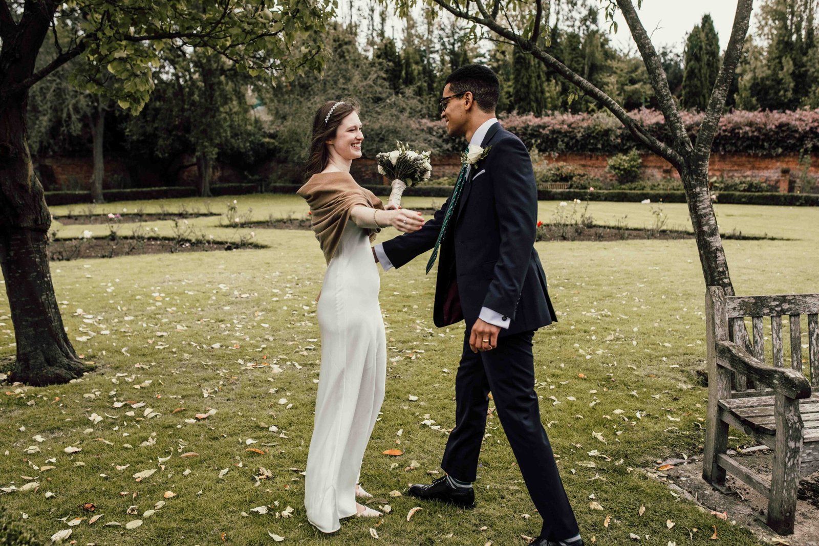 Katherine and Nathanaël enjoying a moment together on the lawn