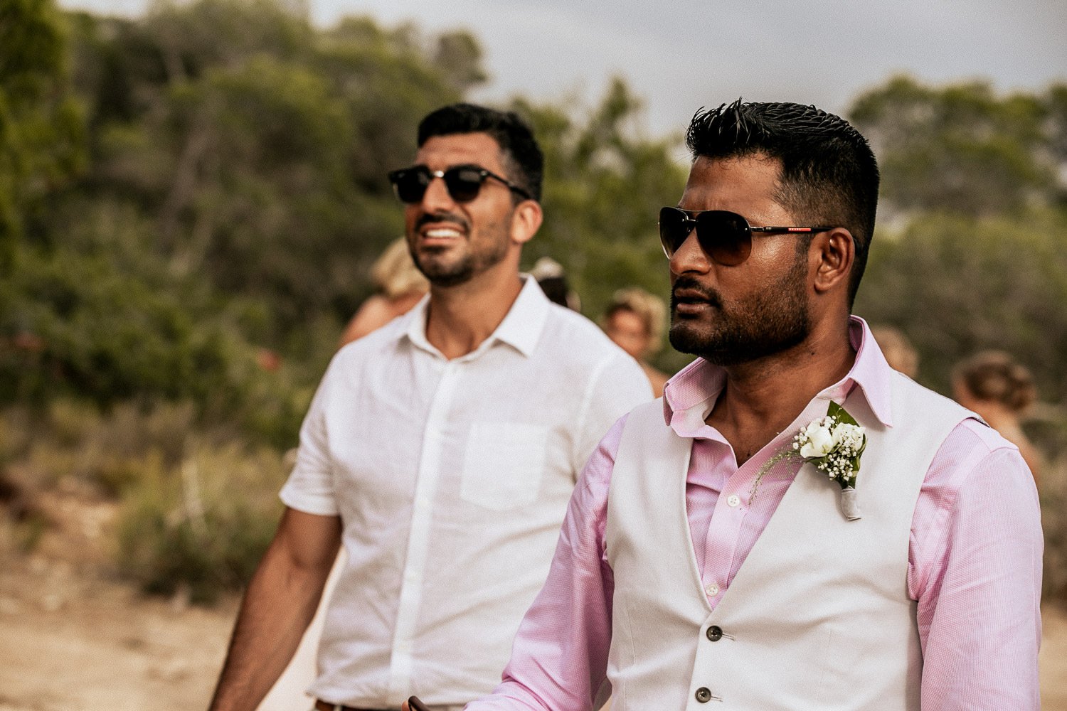 Friends arriving for Mike and Monica’s wedding