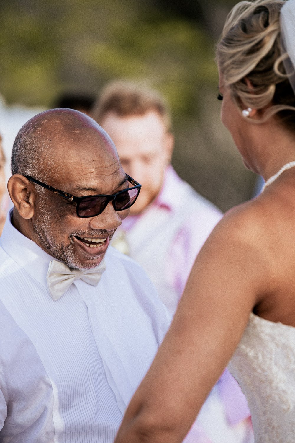 An emotional moment during Mike and Monica’s wedding ceremony